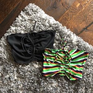 Ruched Ribbed Tie Front Tub Tops from Urban Outfitters